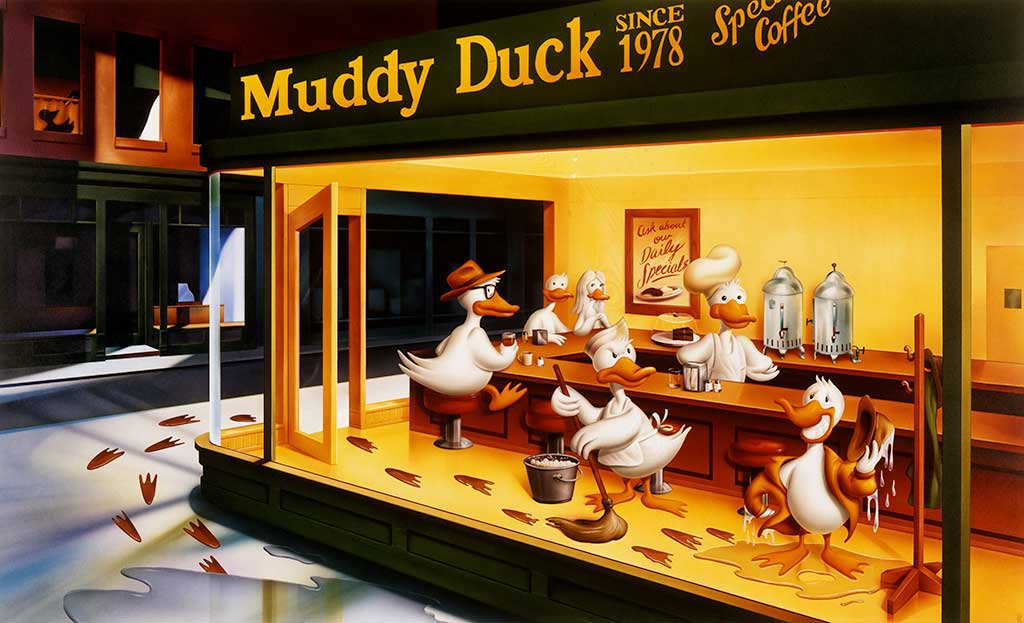 Muddy Duck Restaurant Poster illustration