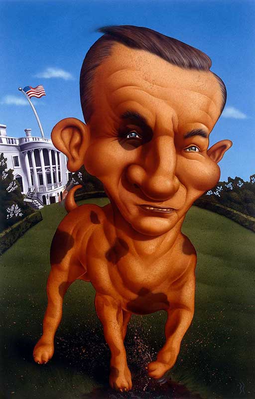 Ross Perot as a dog seeking the White House illustration